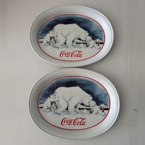 2 Coca Cola polar bear Trays. 1996